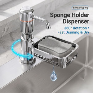 Premium SUS304 Kitchen Sink Soap Dispenser with Sponge Holder | Extension Tube | BTO & HDB Upgrade
