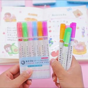 COD PULPEN 1SET ISI 6PCS /  PEN HIGHLIGHTER / HIGHLIGHTER BENTUK GARIS MULTI WARNA / DIY STATIONERY HIGHLIGHTER WARNA PASTEL