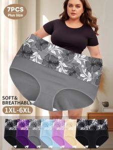 7-Pack Elegant High-Waisted Tummy Control Panties for Women Breathable Nylon Underwear with Medium Stretch Solid Color