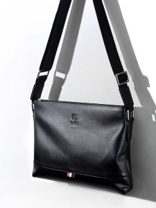 FEGER | Mens Casual Fashion Shoulder Bag Genuine Cowhide Crossbody Bag Business Simple Style Backpack Leather Handbag For Youth