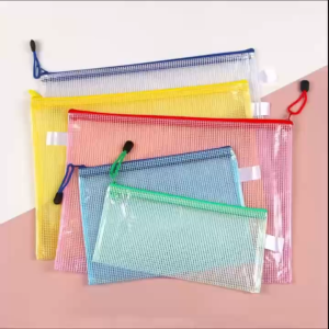 A4/A5/A6 Stationery Bag Zipper File Bag Mesh Pencil Organizer Bag Waterproof Storage Pouch Zipper Envelope