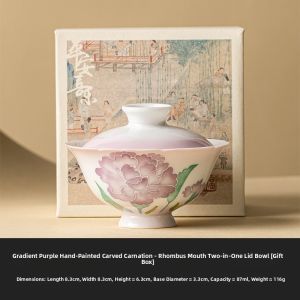 JISU | Gradually Purple Hand-painted Carnation High-end Gaiwan Teacup