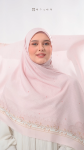 Mimamim Hijab - Embossed Raline Jilbab Segiempat Syari Motif 130 x 130 Printing Scarf Voal Ultrafine Lasercut With Box