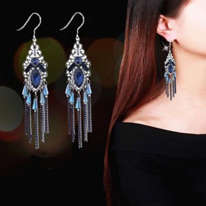 Elegant Long Bohemian Crystal Tassel Earrings Fashion Jewelry Slimming Face Shape Ethnic Style Womens Ear Jewelry