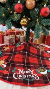 90cm Christmas Tree Skirt Printed Floor Mat Santa Claus Christmas Tree Cover Base Home Decoration Christmas Decorations