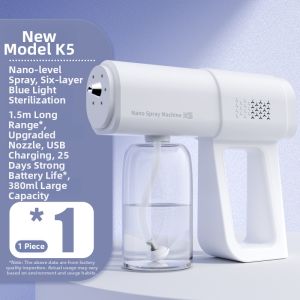 K5 Nanometer Blue Light Alcohol Mistifier UV Hypochlorous Acid Killing Spray Home Disinfection Gun Air Sanitizer