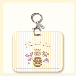 Horizontal Winnie the Pooh ID Card Holder Lanyard Anti-Loss Bus Meal Card Protection Cover Access Control Company Campus ID Holder
