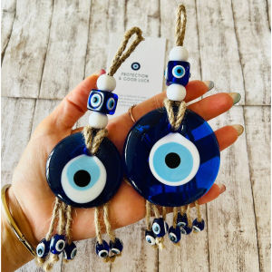 Blue Eye Glass Hanging Ornament Devils Eye Amulet Car Wall Decor Souvenir Keychain Accessory EvilEyes Charms