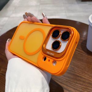 Matte Translucent Lens Holder Film Magnetic Case For iPhone 17 Air 16 14 13 15 12 11 Pro Max Plus Magsafe Armor Shockproof Cover
