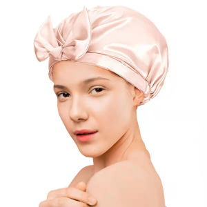 Womens Butterfly Knot Bath Cap Double Layer Waterproof Kitchen Oil Smoke Proof Makeup Hat Bathing Head Cover Personal Care