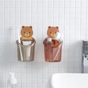 Rak gantung tempat odol pasti gigi sabun dan lain sebagainya dengan motif karakter beruang lucu/Wadah Storage Multifungsi/ Holder Tempel Dinding