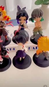 Bandai | Anime 15cm Demon Slayer Figure Nezuko Tanjirou Zenitsu Inosuke Kyoujurou Giyuu Kawaii Qposket PVC Model Toys children Gift