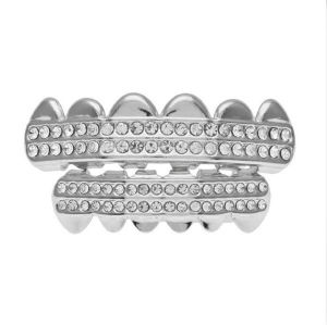 Personalized Fashionable Double-Row Full-Diamond Hip-Hop Teeth Hiphop False Teeth Halloween Props Gift