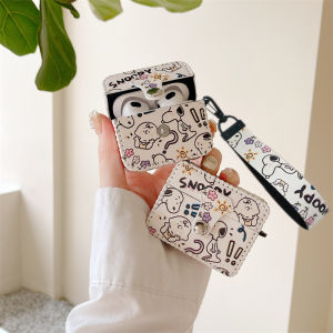 Cartoon Snoopy Airpodspro Protective Case One-Piece Apple AirPods 3 Earphone Sleeves Womens Lanyard Airpodspro2 Leather Soft Case 4 Generation Wireless Bluetooth Earphone Box 5 Generation