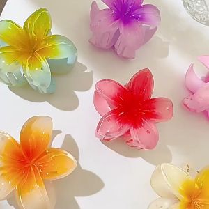 【 In Stock 】Korean Hair Clip Creative Transparent Flower Frangipani Grab Clip Hair Accessories Women Klip Rambut Bunga 花朵抓夹