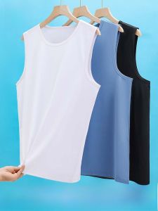 MiiOW | เสื้อกั๊กผ้าไหมน้ำแข็งสำหรับผู้ชาย ฤดูร้อน แห้งเร็ว แขนกุด ไหล่กว้าง ออกกำลังกาย วิ่ง วิ่งข้ามกำแพง เสื้อชั้นใน