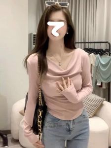 เสื้อยืดคอกลมแขนยาวทรงเข้ารูปไซส์ใหญ่ ทรงสลิมฟิต ดีไซน์ใหม่ เสื้อผ้าทำงาน ลำลอง ฤดูใบไม้ผลิ ฤดูร้อน ฤดูใบไม้ร่วง ฤดูหนาว