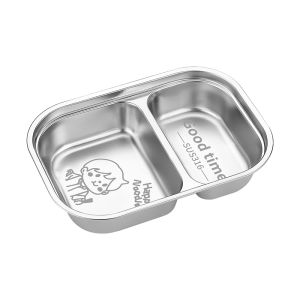 YOULUNMEI | Non-slip Stainless Steel Toddler Section Plate Food-grade 2 Compartments
