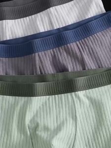 4-Pack Mens Cotton Boxer Briefs - Ribbed Texture Contrast Waistbands Soft & Breathable