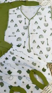 Paket 6Pcs SNI Setelan Baju Bayi Baru Lahir Kutung dan Celana Pop Baby Newborn Gift Set Seri Hijau Olive- Juragan lebak