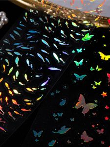 Starlight Series เรซินติดกระดาษติดตกแต่ง ลายหิมะฟองปลา ลายดาวนก ตัดเย็บแบบตัดเย็บ ลายติดกระดาษติดตกแต่ง