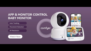 Smart WiFi Baby Monitor - 5" 1080P Split Screen & 2K Camera App Control Motion Alerts Sound Detection HD Night Vision 5050mAh Battery 2-Way Talk Multi-User Triple Security 1600ft Range