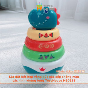 Đồ chơi lật đật vòng xúc xắc xếp chồng nhiều màu sắc hình khủng long ToysHouse HE0298