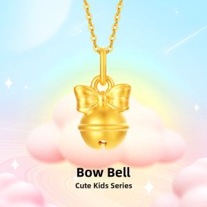 Butterfly Bow Bell Hard Gold Pendant