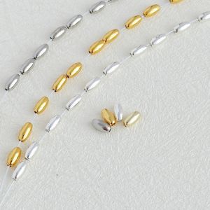 18K Gold Plated Silver Oval Spacer Beads DIY Handmade Jewelry Accessories round Rice Shape Color Retention Fashion Accessories