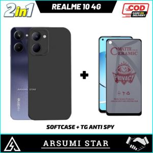 PROMO PAKET MURAH 2 IN 1 CASE REALME 10 4G SOFTCASE SILIKON CASING LIQUIT + ANTI GORES CERAMIC MATTE ANTI SPY