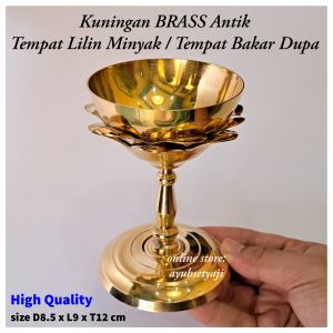Tempat Lilin Kuningan Minyak motiv Bunga Cawan Aromaterapi Spa Gelas BRASS Antik Tempat Kemenyan holder dupa hiolo gelas dupa bokor kuningan tempat arang vas Bunga