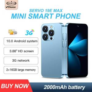 SERVO | SERVO 19E MAX Android Mini Smartphone 3G WCDMA 2GB+16GB Play Store WhatsAPP Face Unlock Hotspot 2 SIM 3.88" Pocket Smart Phones
