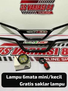 Paketan stang trail monster plat hitam+lampu sorot LED=✓Gratis saklar lampu