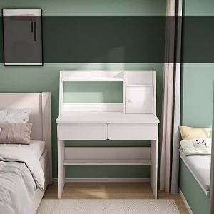 Study Table Computer Desk With Drawers And Bookshelf Desktop Solid Wood Desk Home Simple Student Writing Study Desk ZKOO