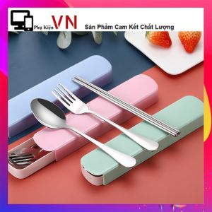 Bộ Muỗng Đũa Thìa Cá Nhân - Hộp 3 Món Thìa Đũa Nĩa Inox Kèm Hộp Đựng Dụng Cụ Ăn Uống Văn Phòng Tiện Lợi