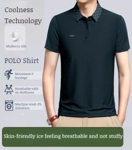 Summer thin style Mens polo shirt Breathable and sweat-absorbent Ice silk fabric Business shirt Cas