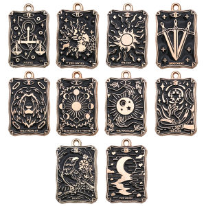 5/10pcs Drip-Painted Black Tarot Card Charms Set - Perfect for Handmade Jewelry like Necklaces Bracelets & Earrings.