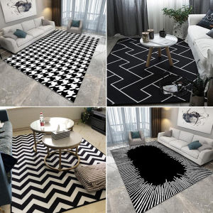 Nordic Ins Style Black White Striped Carpet Living Room Coffee Table Clothing Store Photo Bedroom Home Decorative Checkered Decorative Mat