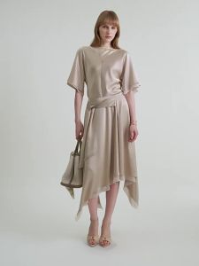 Vinegar Acetate Organza Spliced Double-Layer Bias Cut A-Line Skirt