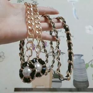 Thắt lưng móc xích dây hoa ngọc đai váy nữ kim loại dây xích gắn hoa