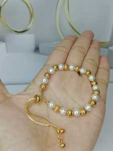 gelang serut biji merica & mutiara putih