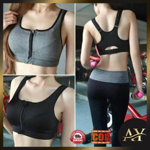 SPORT BRA RESLETING ZIPPER RESLETING DEPAN BH SENAM YOGA FITNESS