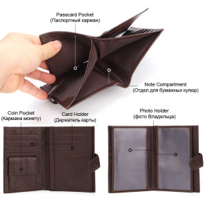 Royal Bagger Short Wallet for Men Genuine Cow Leather Cowhide RFID Passport Covers Bag Wallets Purse For Men Card Holder Clip