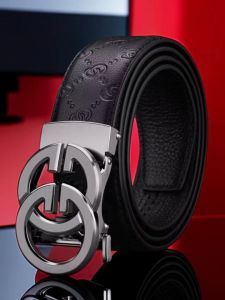 Mens Genuine Leather Belt Automatic Buckle Casual Luxury Business Fashion Pure Leather Pants Waist Belt Alloy Buckle