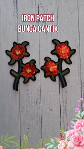 (Per Pcs) AP597 Iron Patch  Bordir Bunga Cantik / Bordir Setrika / Emblem Baju / Aplikasi Bordir