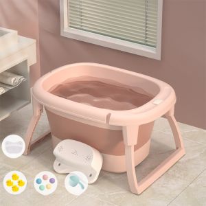 อ่างอาบน้ำเด็กพับได้ขนาดใหญ่ เครื่องมืออาบน้ำสำหรับเด็ก เครื่องมือสำหรับอาบน้ำแบบนั่งและนอน อุปกรณ์เสริมสำหรับเด็ก อ่างอาบน้ำพลาสติก