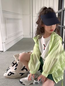 Lightweight Ice Silk Childrens Summer Sun Protection Clothes Girls Fashionable Outerwear Breathable Waterproof Clothing