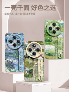 Fabiio Silicone Wristband Phone Case Full Cover for Oppo Findx9 pro New Model Faux Velvet Cloth Womens Style Creative Oil Painting