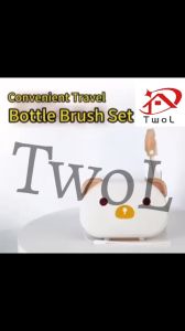 TWOL Silicone Milk Bottle Brush Portable Milk Bottle Brush Set Baby Special Washing Bottle Storage Box Milk Bottle Cleaning Cartoon Milk Bottle Brush Travel Milk Bottle Brush Set