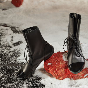 Genuine Leather Lace-up Boots for Women